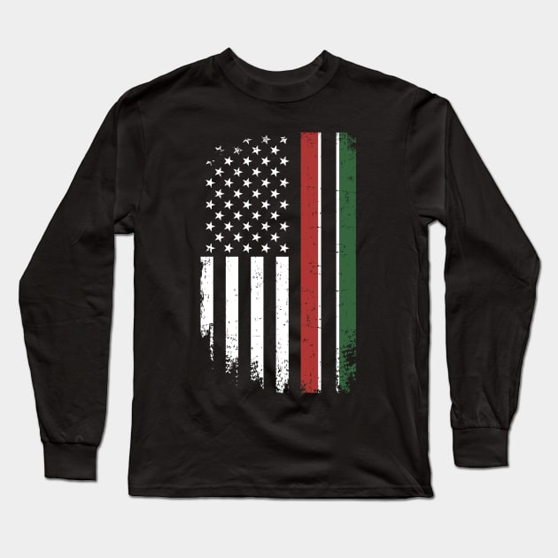 US American flag in pan african colors for black history Long Sleeve T-Shirt by Designzz